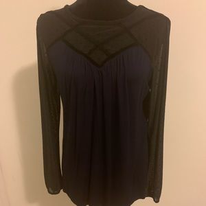 August Silk Dark Purple And Black Top